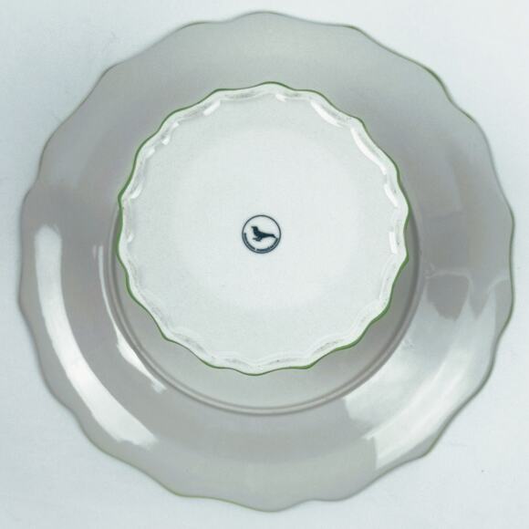 ANTHROPOLOGIE 13" Floral Scalloped Glazed Stoneware Stand - Picture 5 of 6